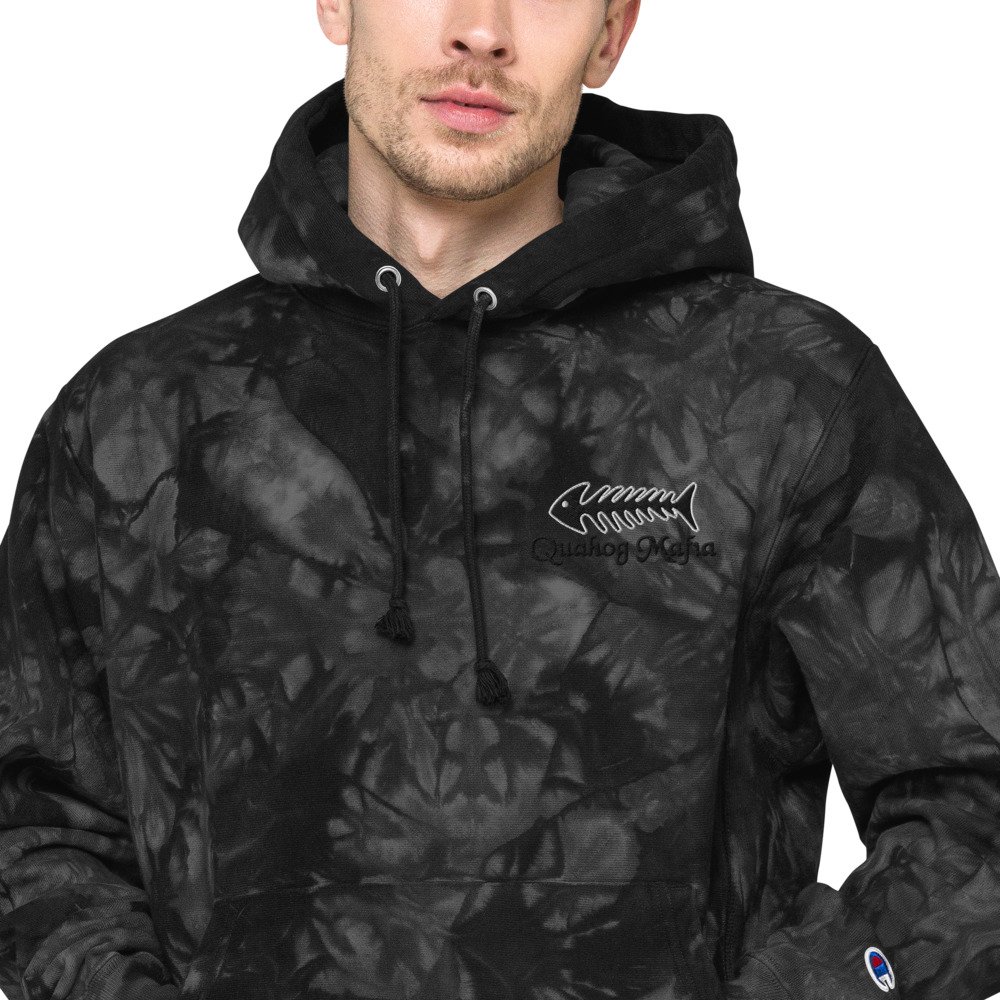 Unisex Champion tie-dye hoodie/embroidery QuahogMafia - Image 4